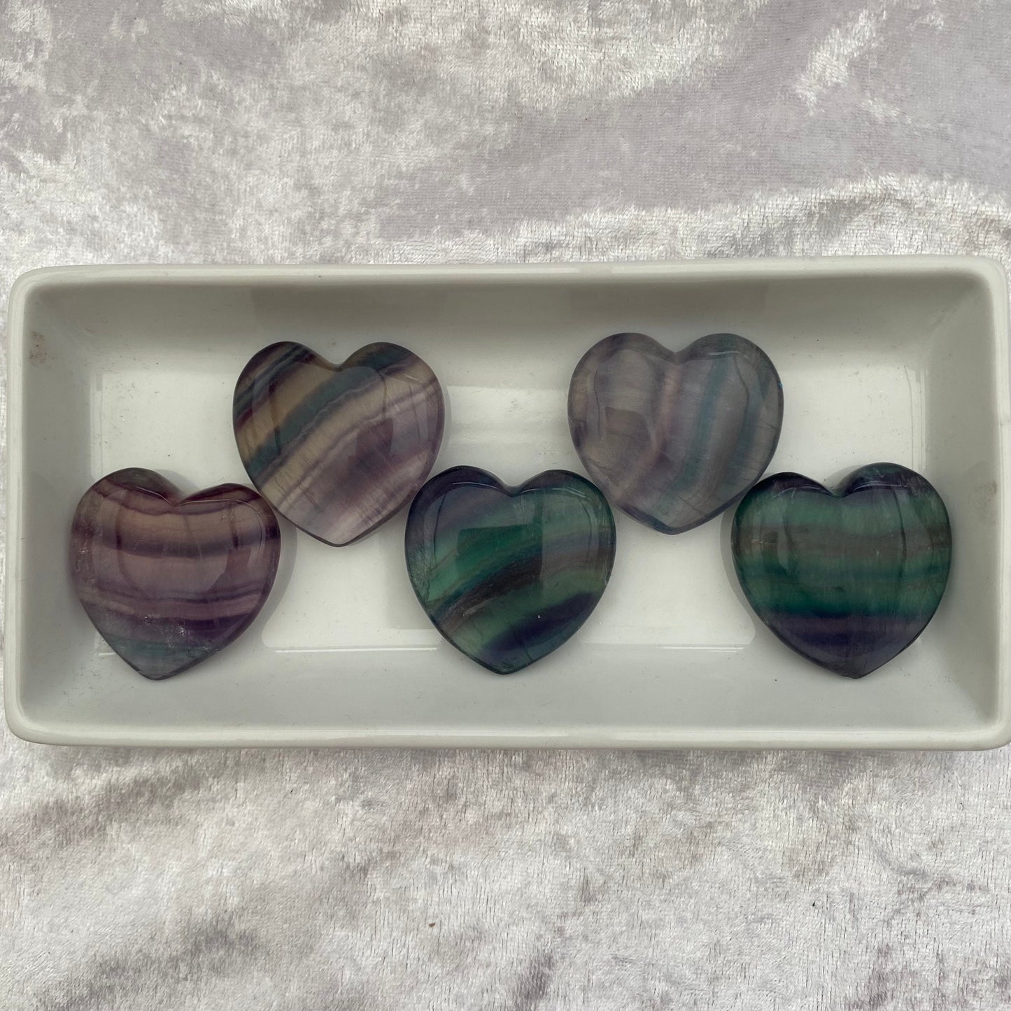Rainbow Fluorite Hearts