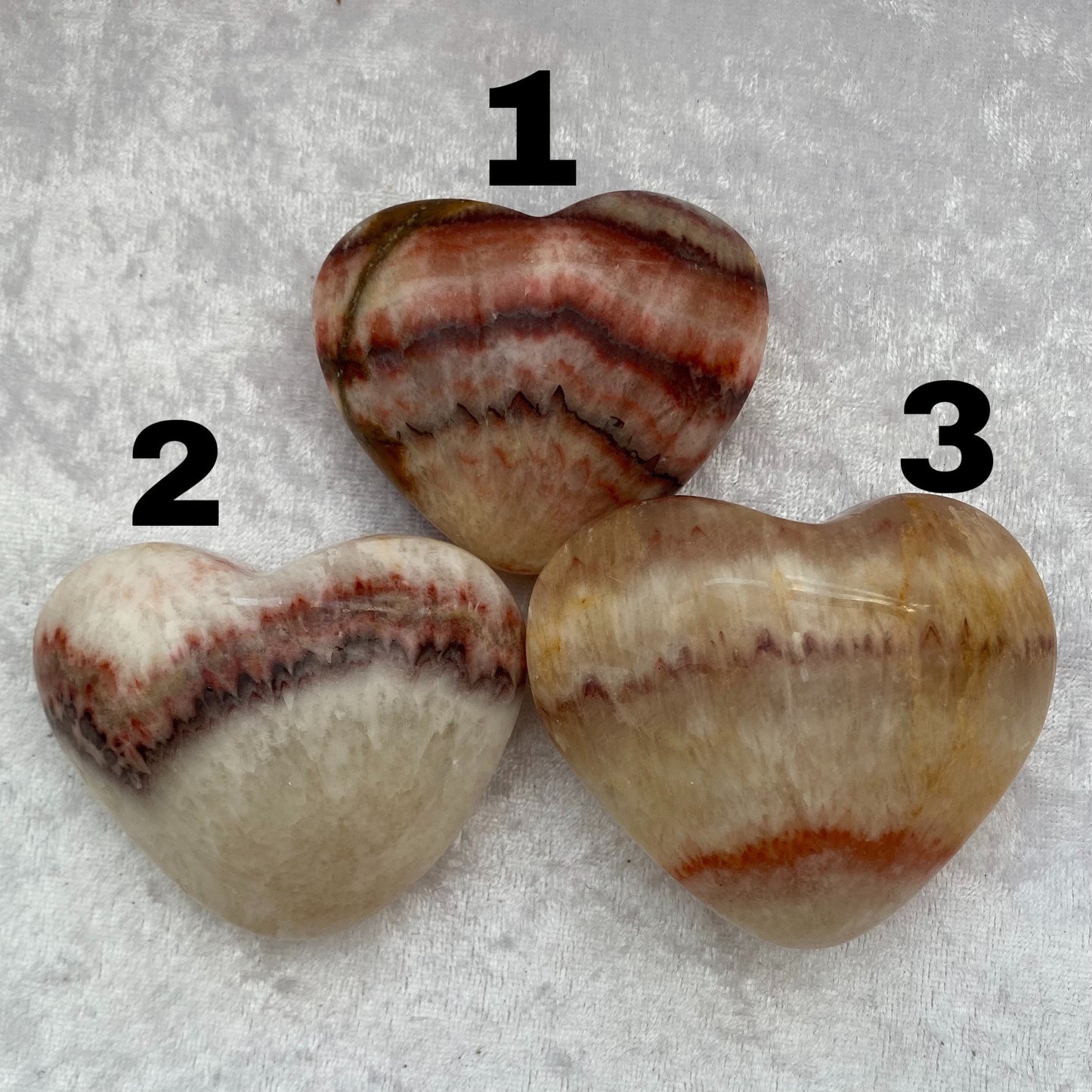 Tri-Banded Calcite Hearts