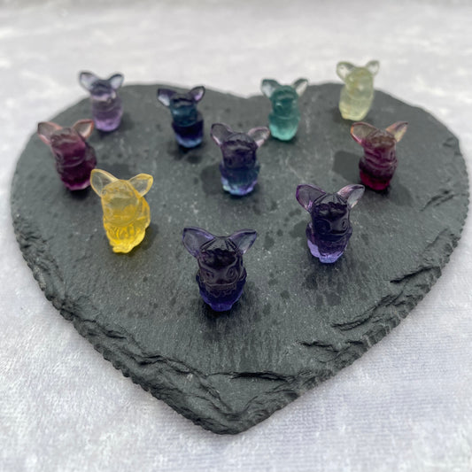 Mini Rainbow Fluorite Pokémon Eevee carvings