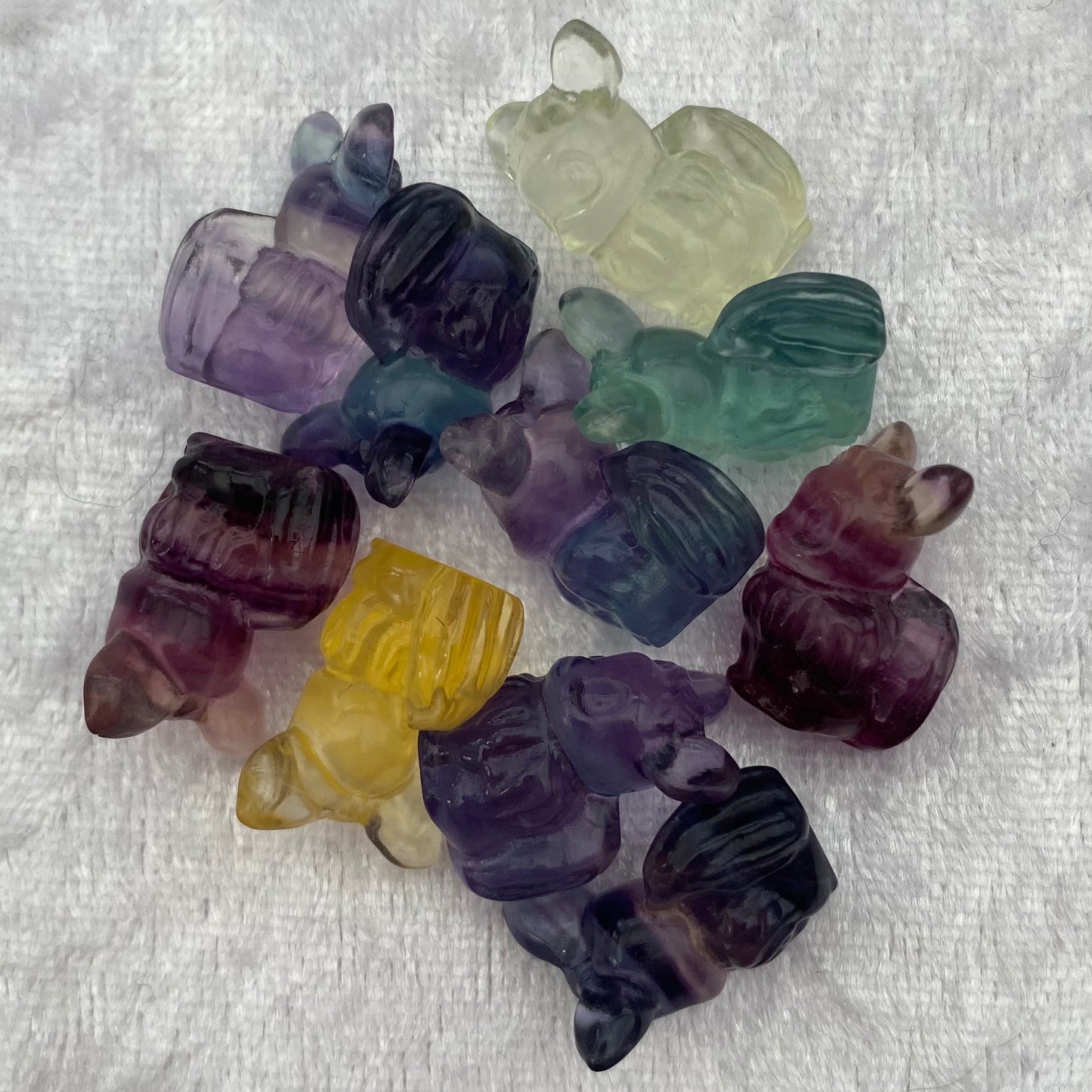 Mini Rainbow Fluorite Pokémon Eevee carvings