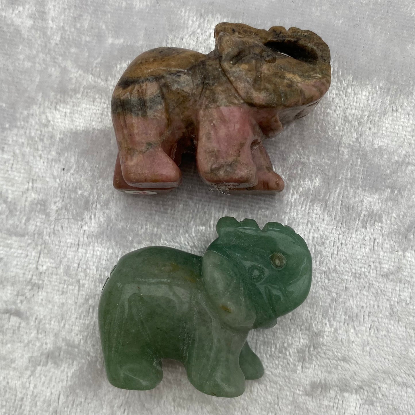 Rhodonite and Green Aventurine Elephants
