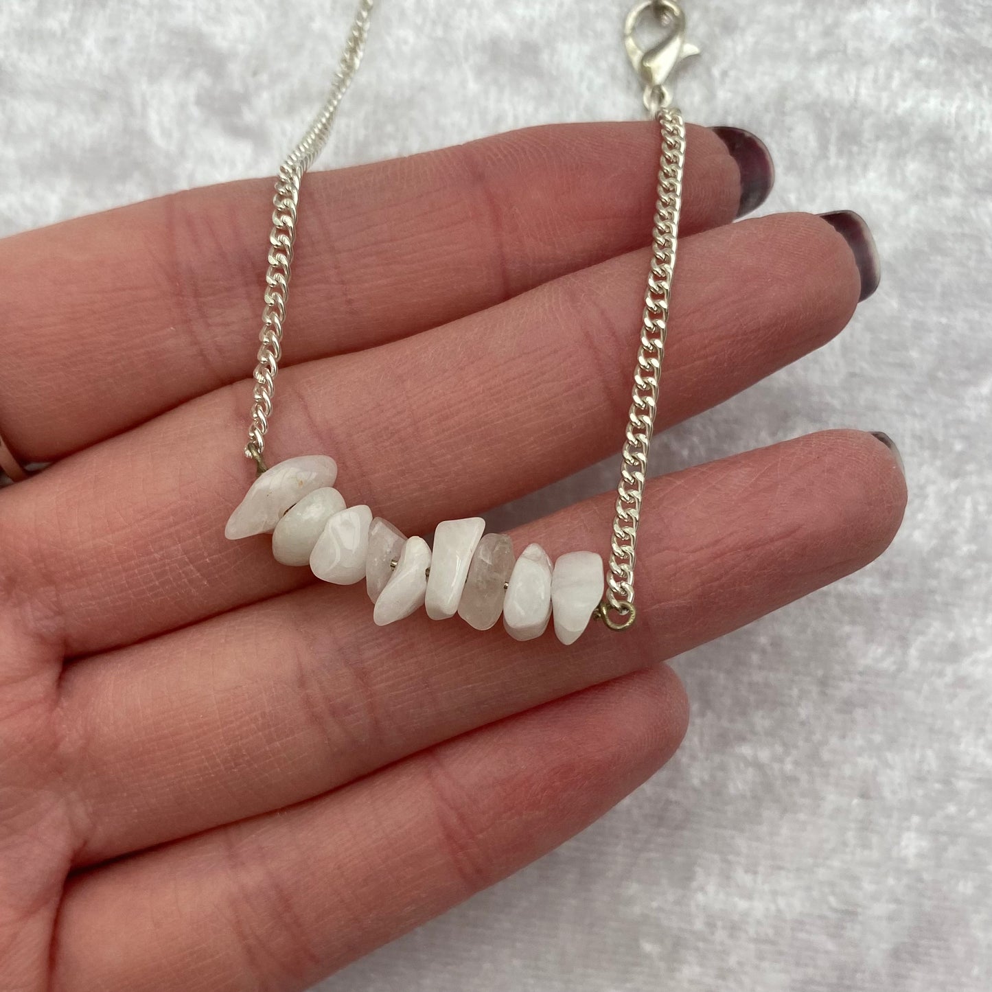 White Agate chipstone chain bracelet