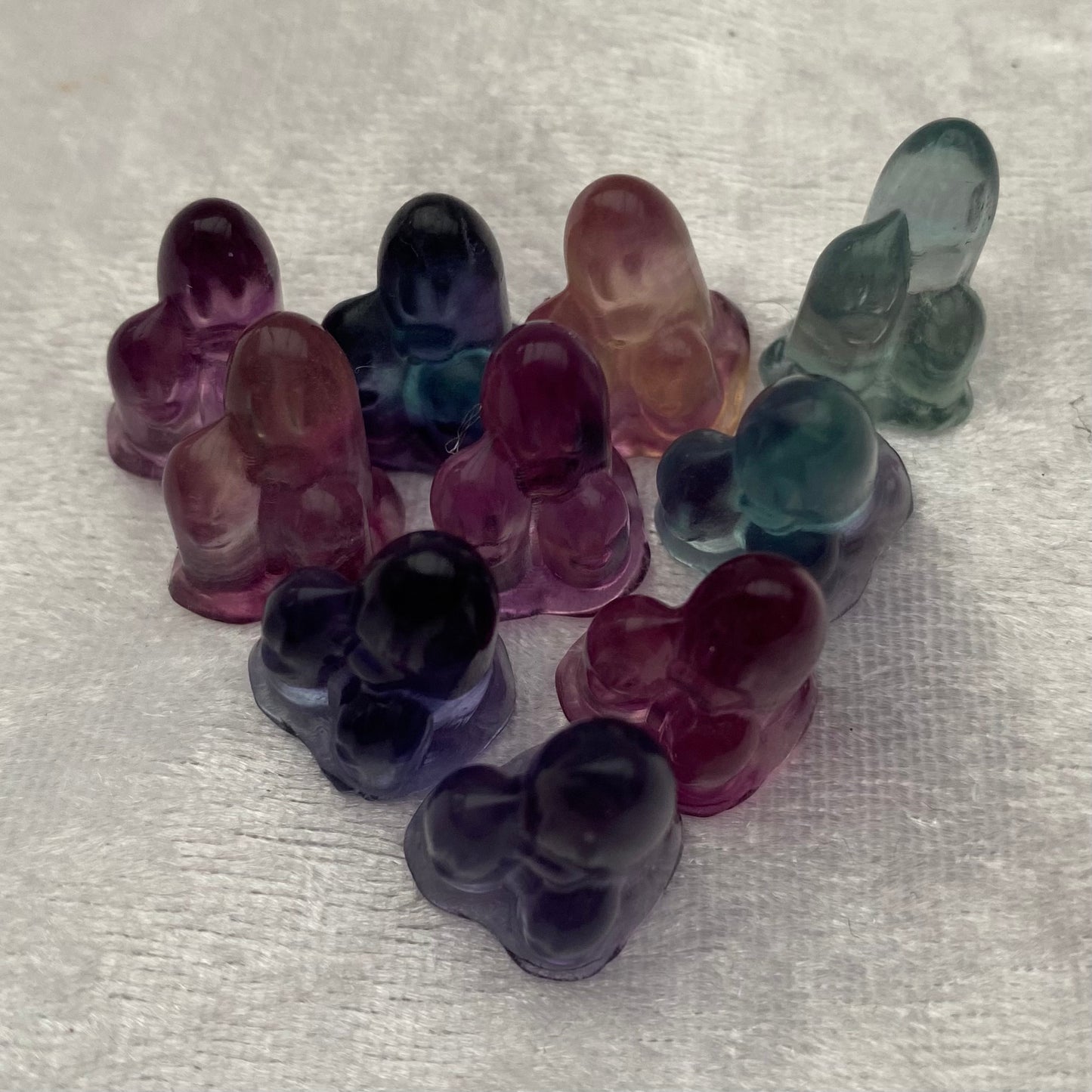 Mini Rainbow Fluorite Pokémon Dugtrio carvings