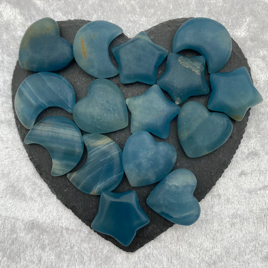 Blue Onyx hearts, stars and moons