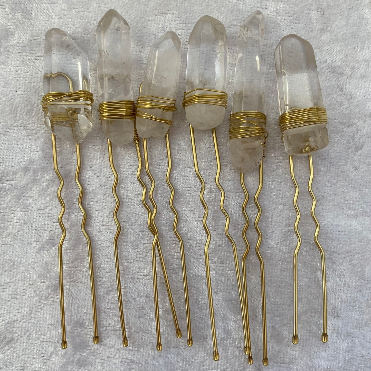 Clear Quartz point hair pins