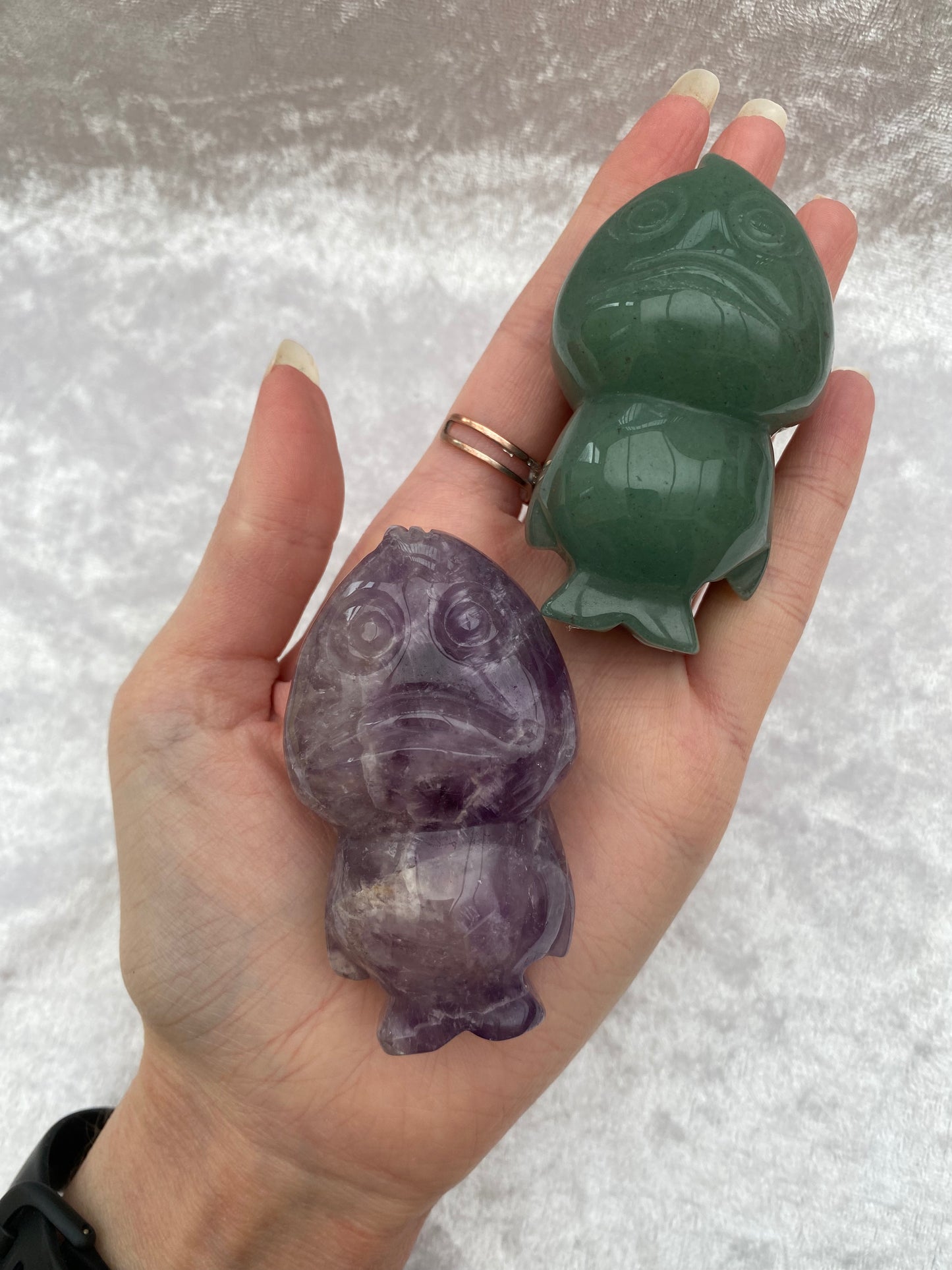 Green Aventurine and Amethyst Ducks