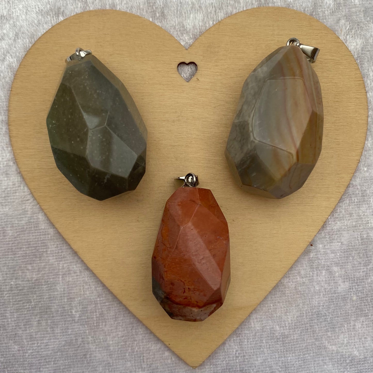 Polychrome Jasper polyhedron pendants