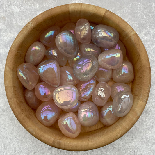 Aura Rose Quartz tumblestones