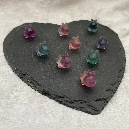 Mini Rainbow Fluorite Pokémon Turtwig carvings