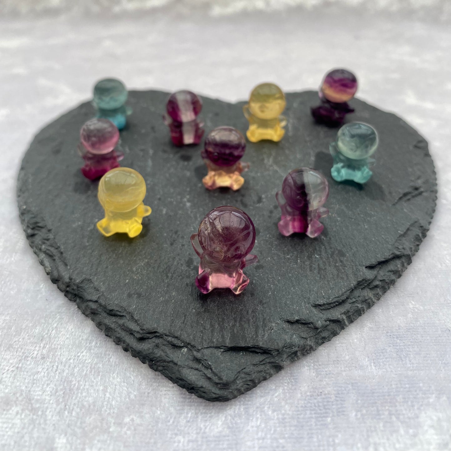 Mini Rainbow Fluorite Pokémon Piplup carvings