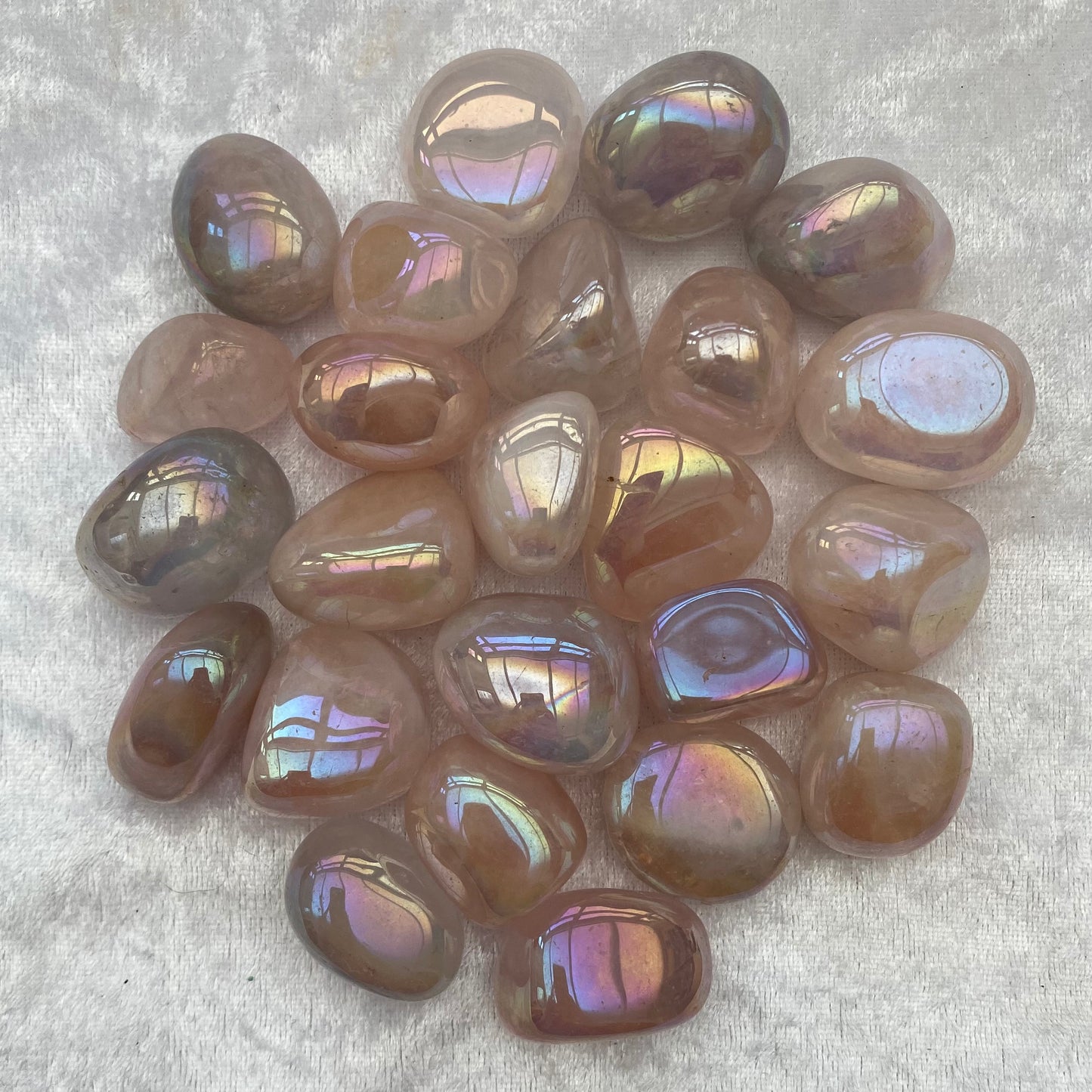 Aura Rose Quartz tumblestones