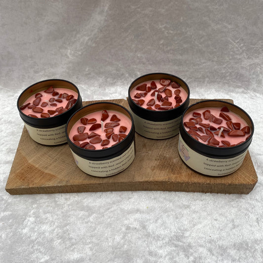 Strawberry scented Red Jasper candles