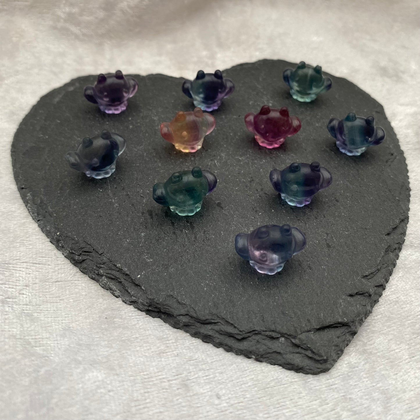 Mini Rainbow Fluorite Pokémon Skiploom carvings