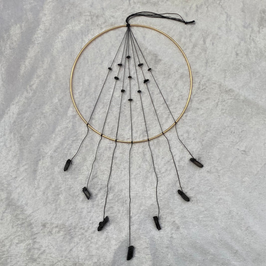 Obsidian and Black Quartz wall hanging decoration