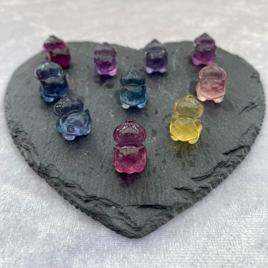 Mini Rainbow Fluorite Pokémon Bulbasaur carvings