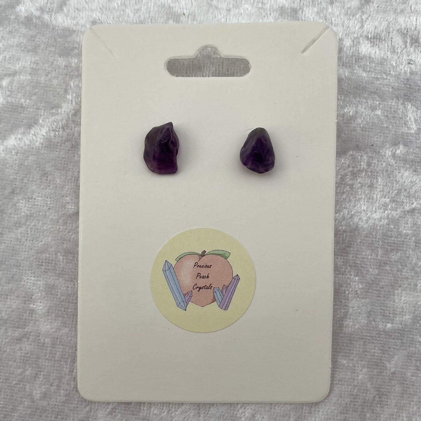 Amethyst crystal stud earrings
