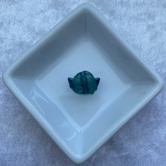 Mini Fluorite bunny rabbit in a basket