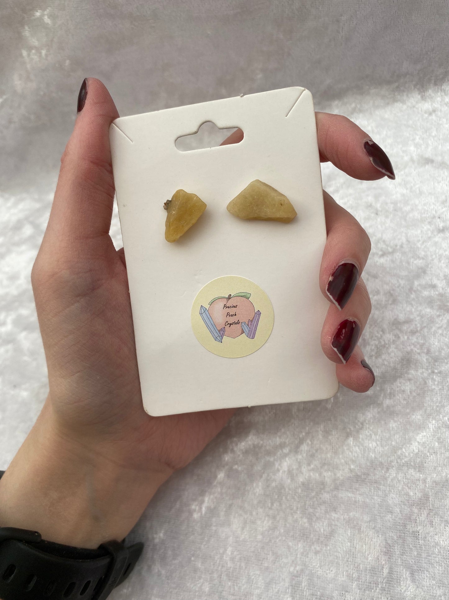 Yellow Aventurine crystal stud earrings