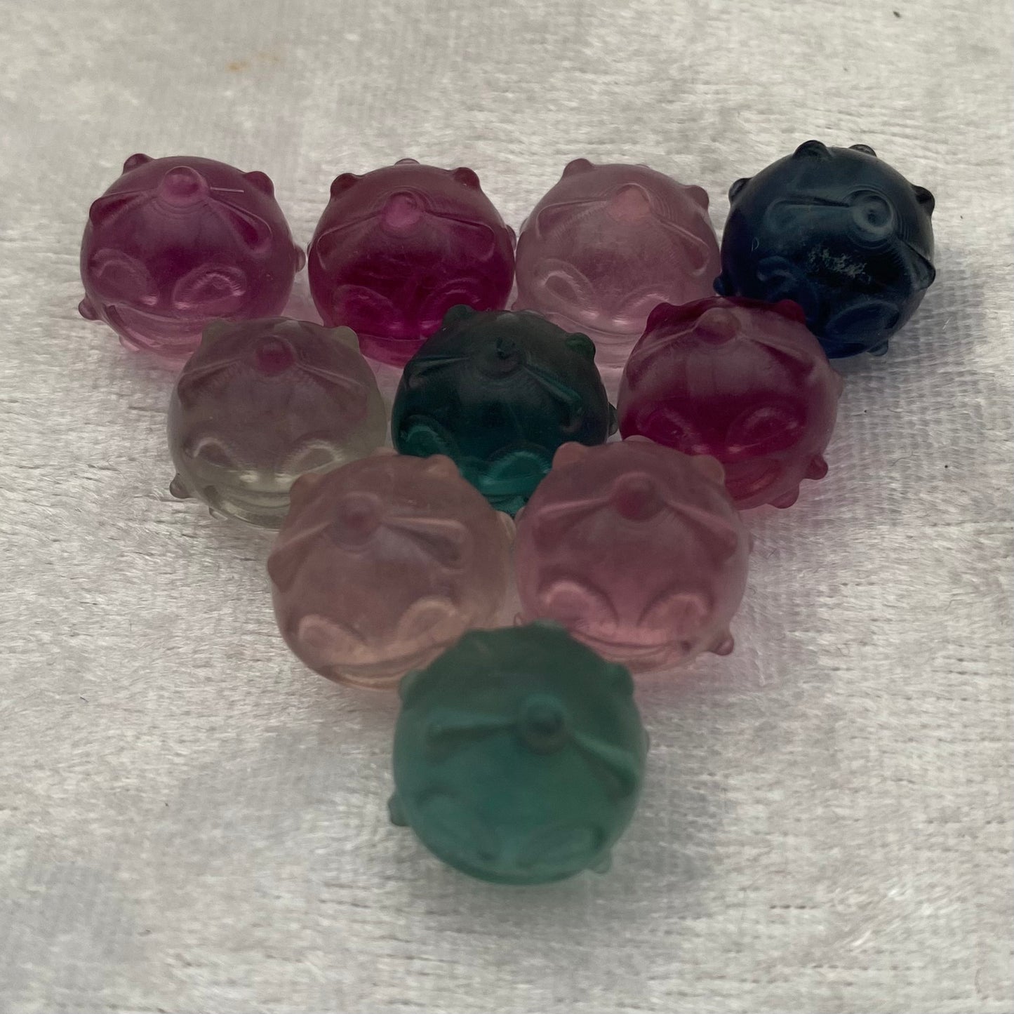 Mini Rainbow Fluorite Pokémon Koffing carvings