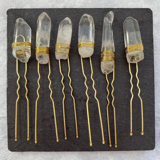 Clear Quartz point hair pins
