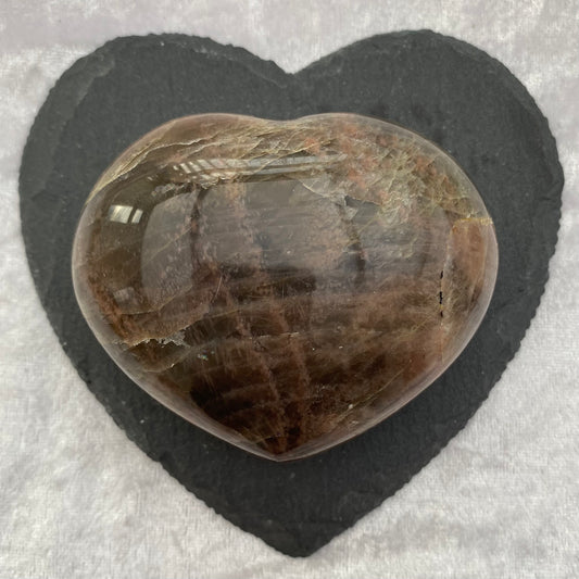Large Black Moonstone heart