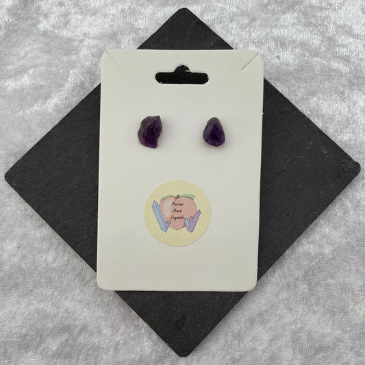 Amethyst crystal stud earrings