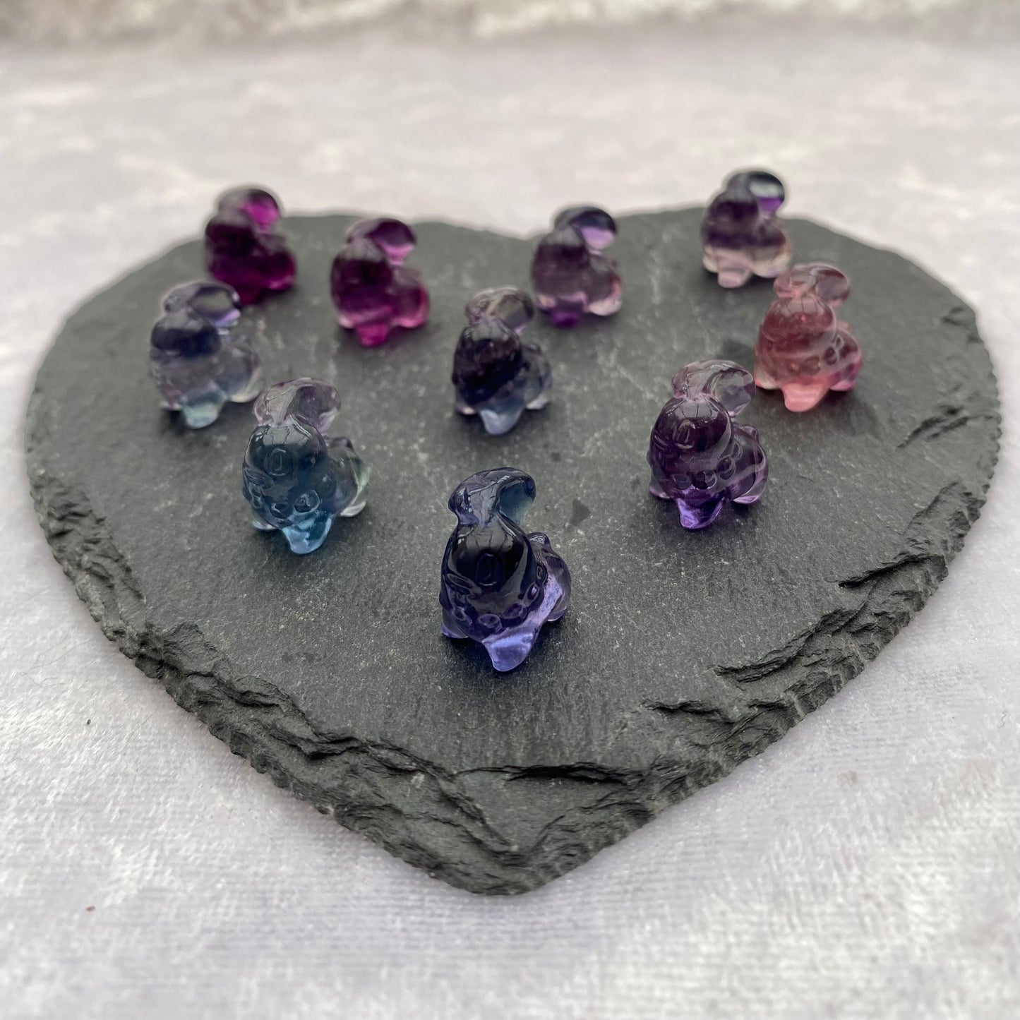 Mini Rainbow Fluorite Pokémon Chikorita carvings