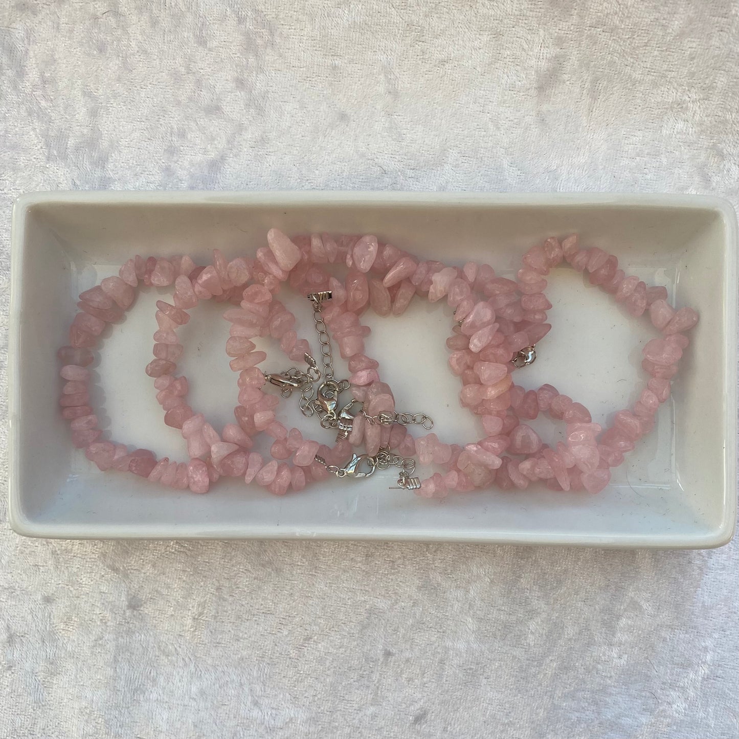 Rose Quartz bracelets with adjustable clasp closure