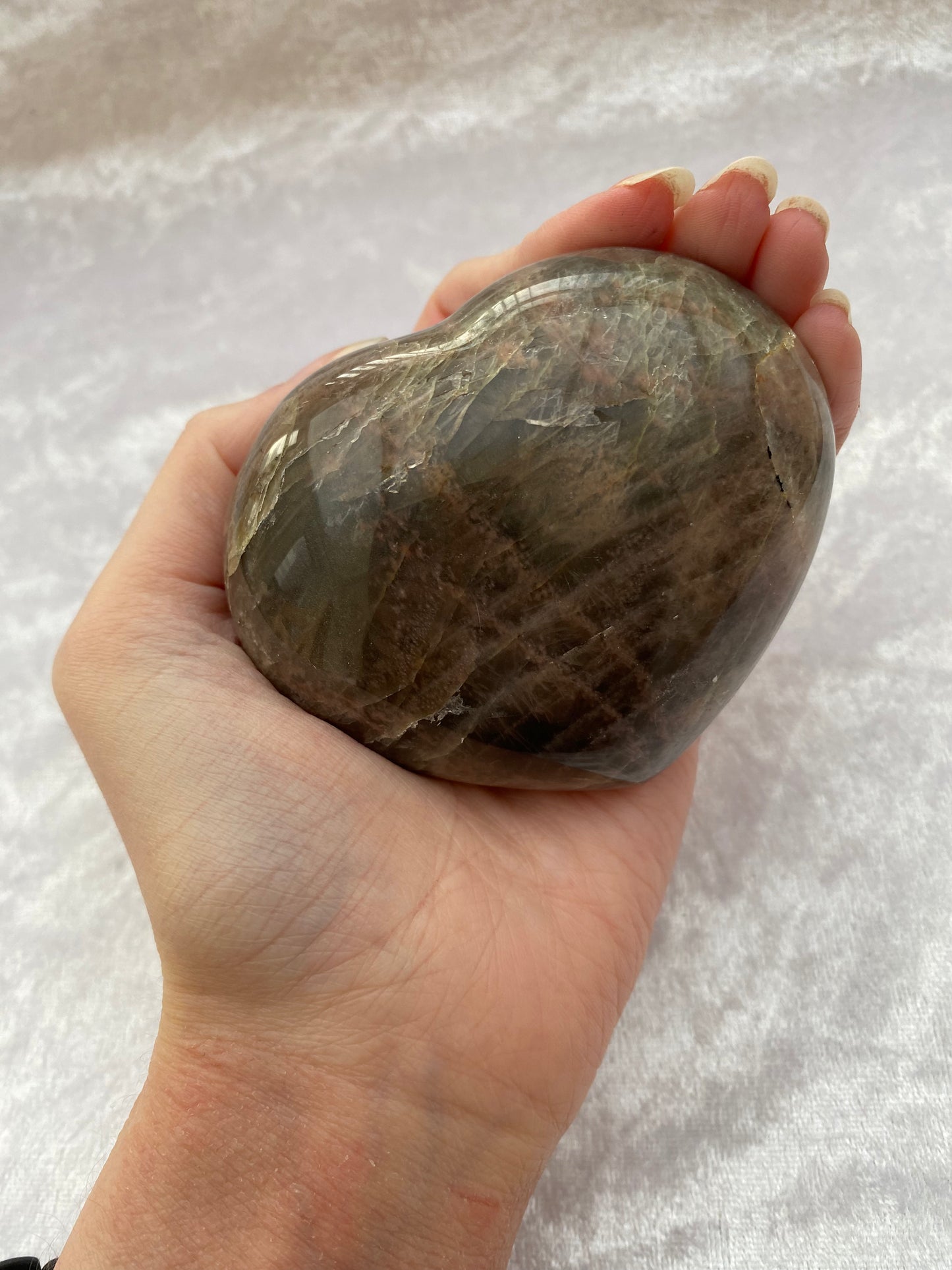 Large Black Moonstone heart
