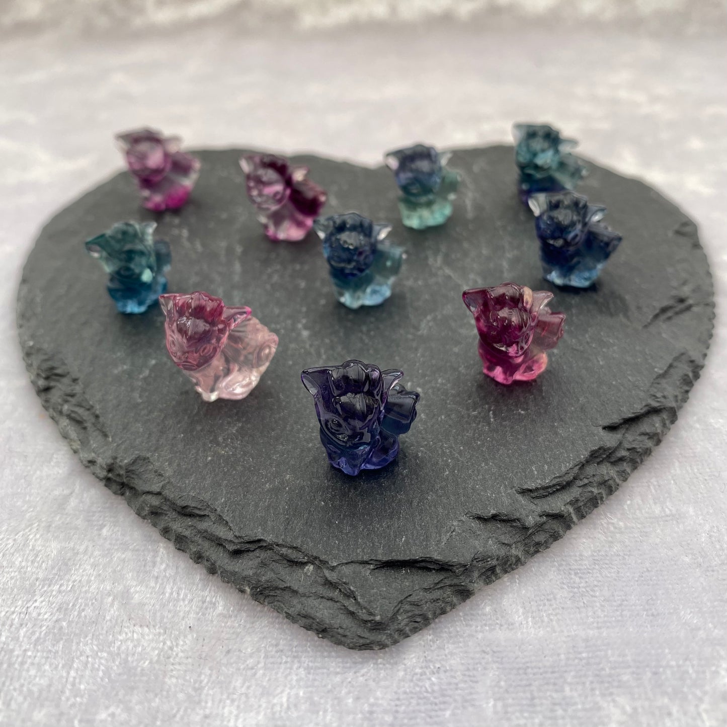 Mini Rainbow Fluorite Pokémon Vulpix carvings