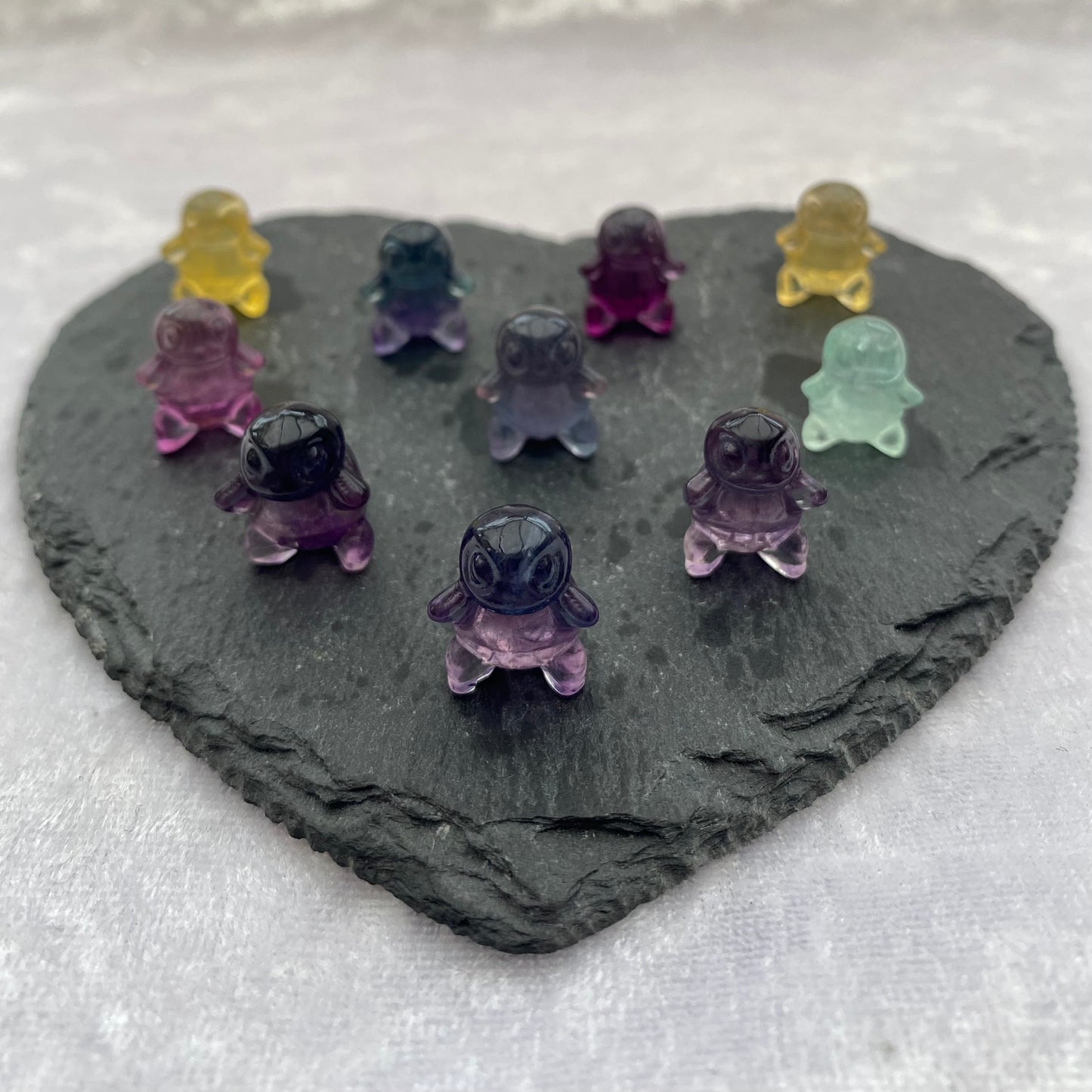 Mini Rainbow Fluorite Pokémon Squirtle carvings