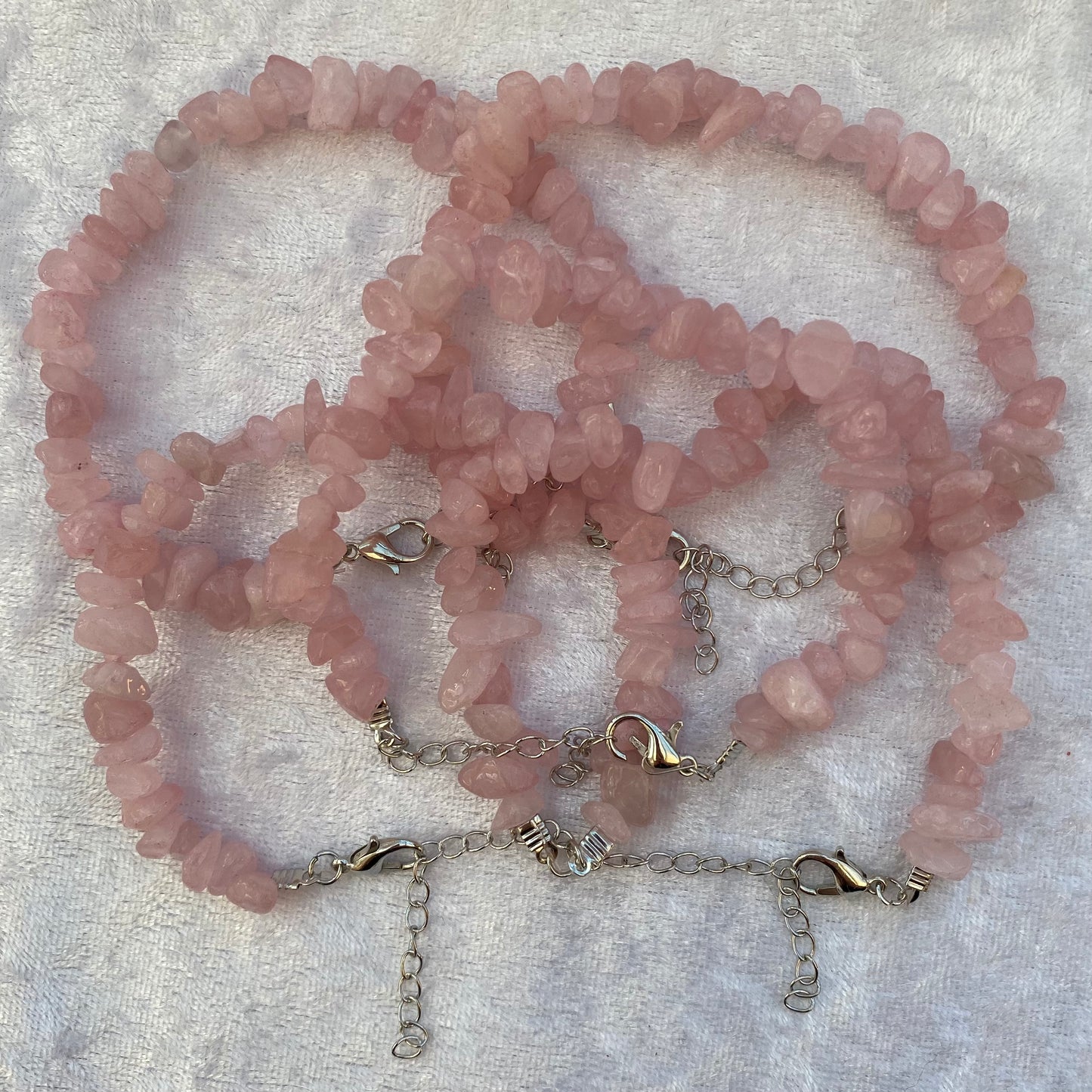 Rose Quartz bracelets with adjustable clasp closure