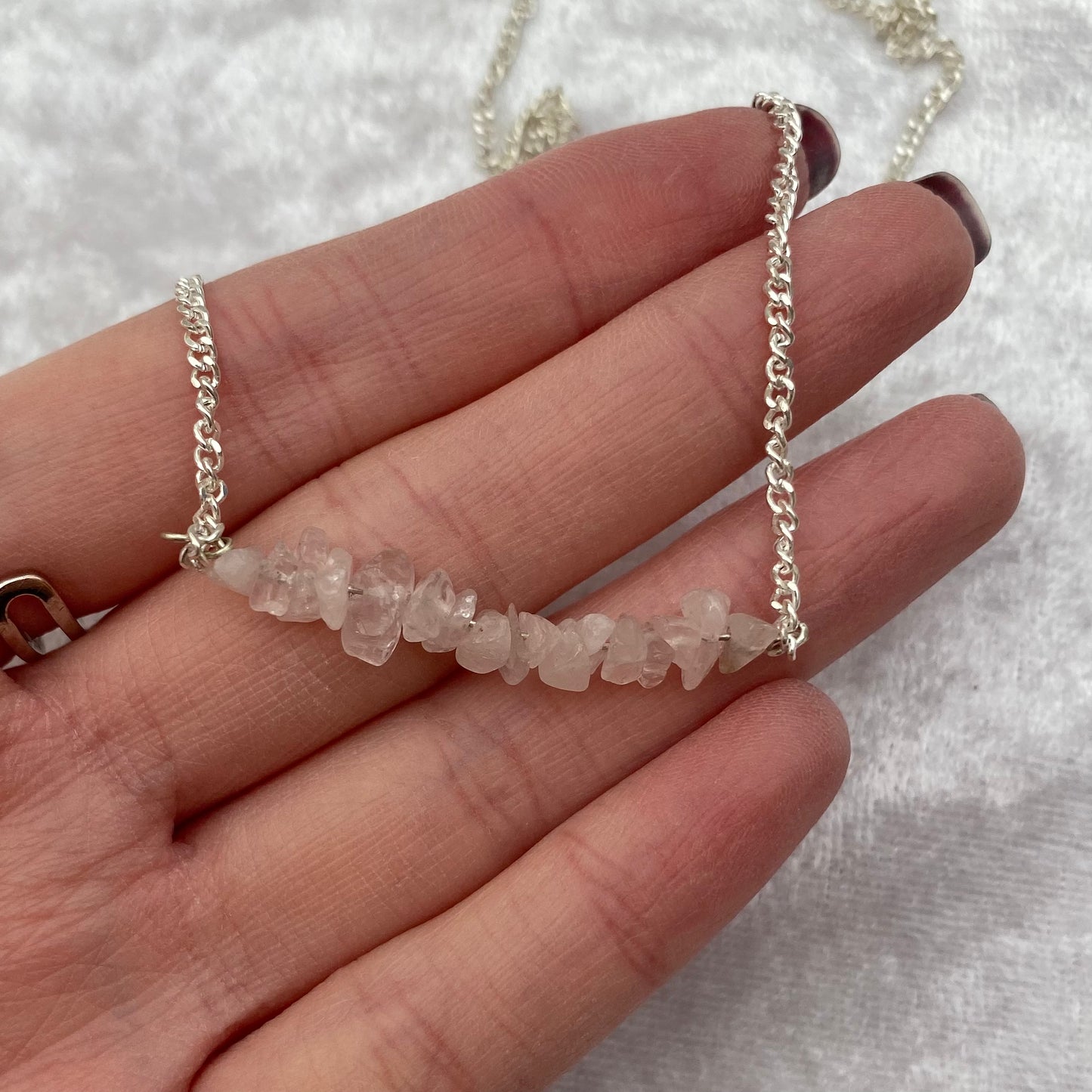 Rose Quartz chipstone chain necklace