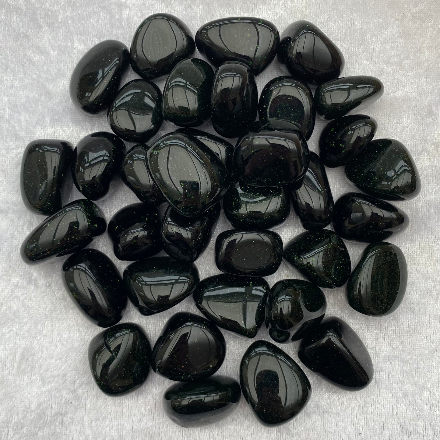 Green Goldstone tumblestones