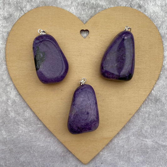 Charoite tumblestone pendants