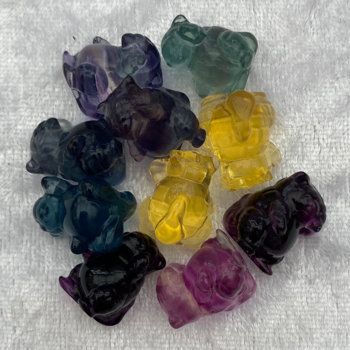 Mini Rainbow Fluorite Pokémon Sandshrew carvings
