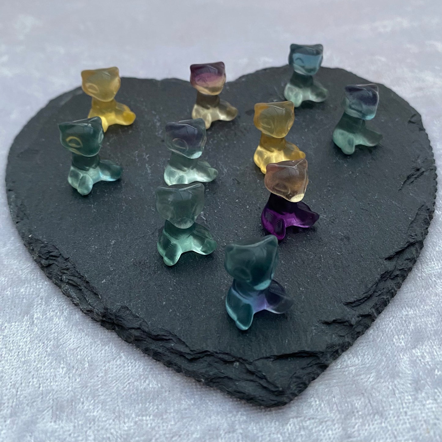 Mini Rainbow Fluorite Pokémon Mew carvings