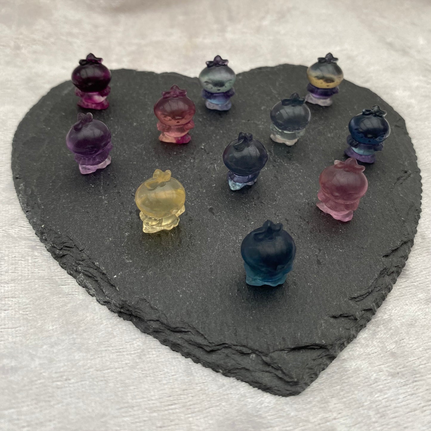 Mini Rainbow Fluorite Pokémon Torchic carvings