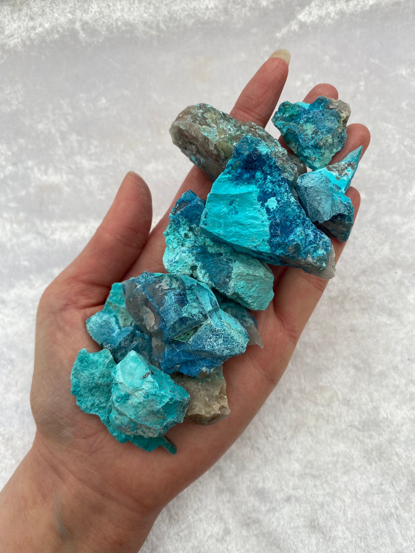 Rough Shattuckite and Chrysocolla chunks