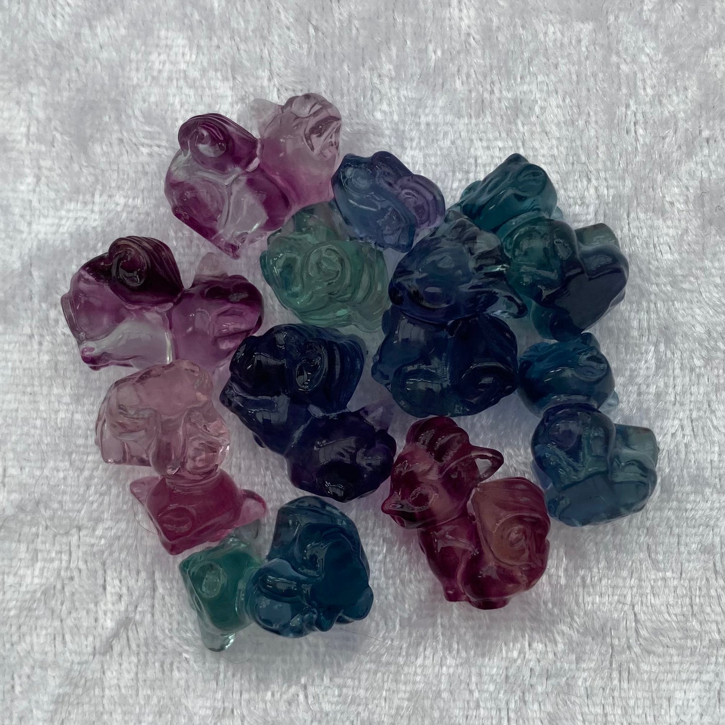 Mini Rainbow Fluorite Pokémon Vulpix carvings