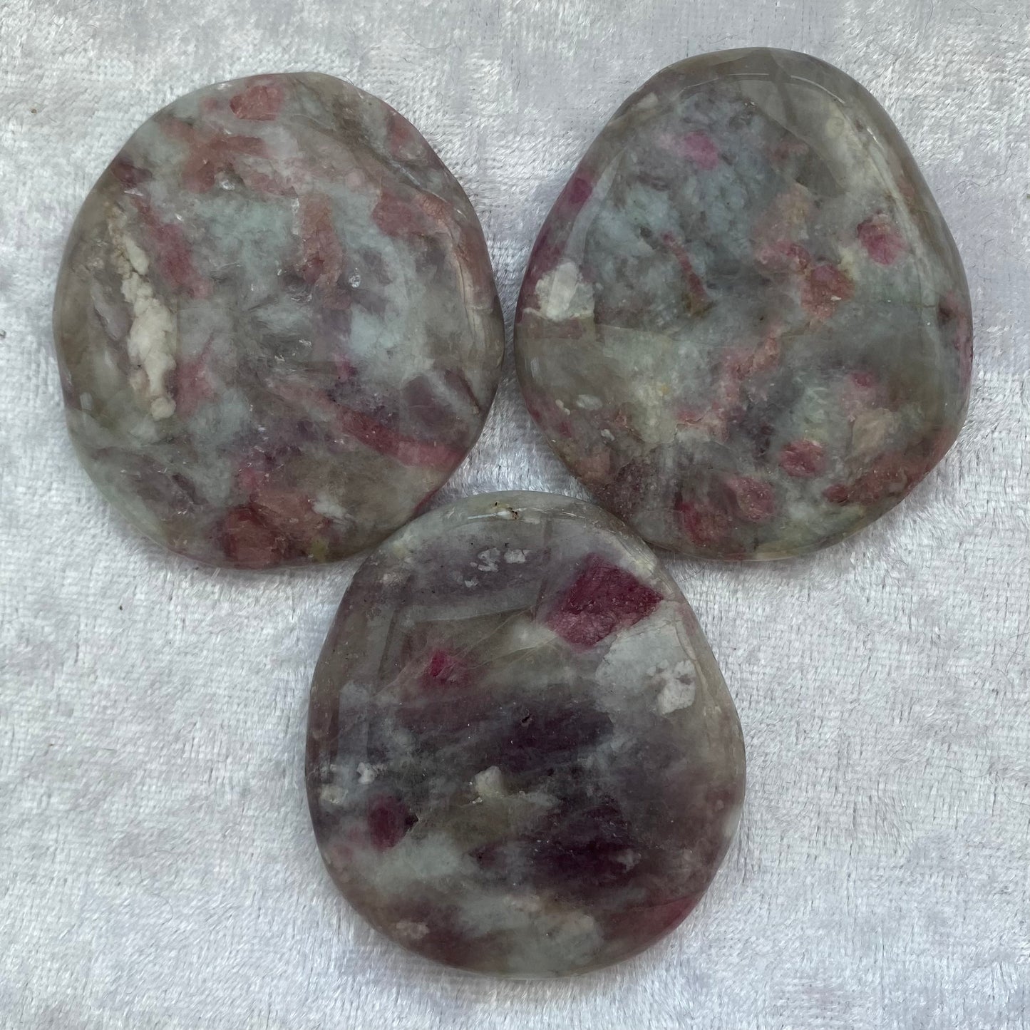 Lepidolite and Pink Tourmaline palmstones