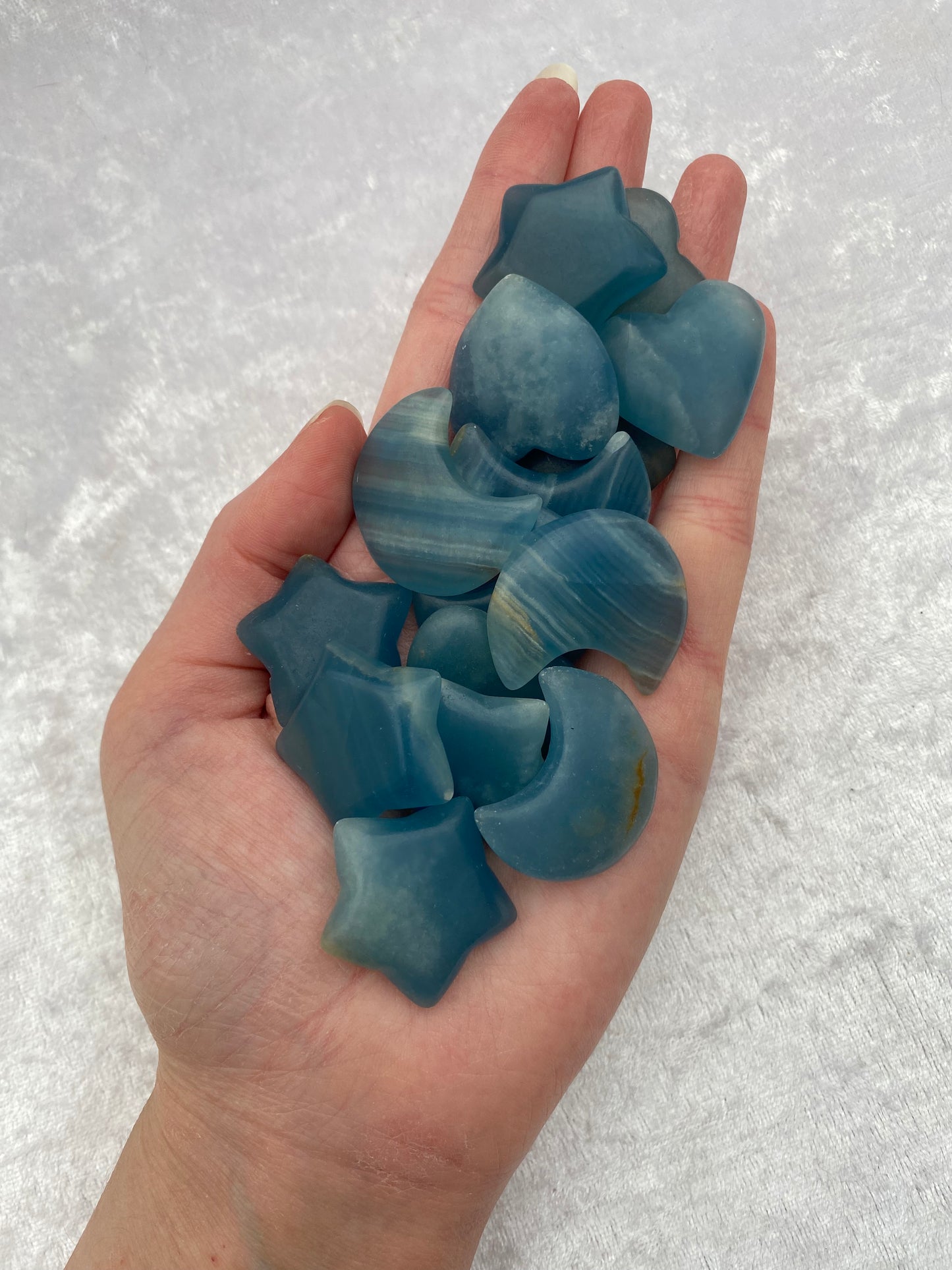 Blue Onyx hearts, stars and moons