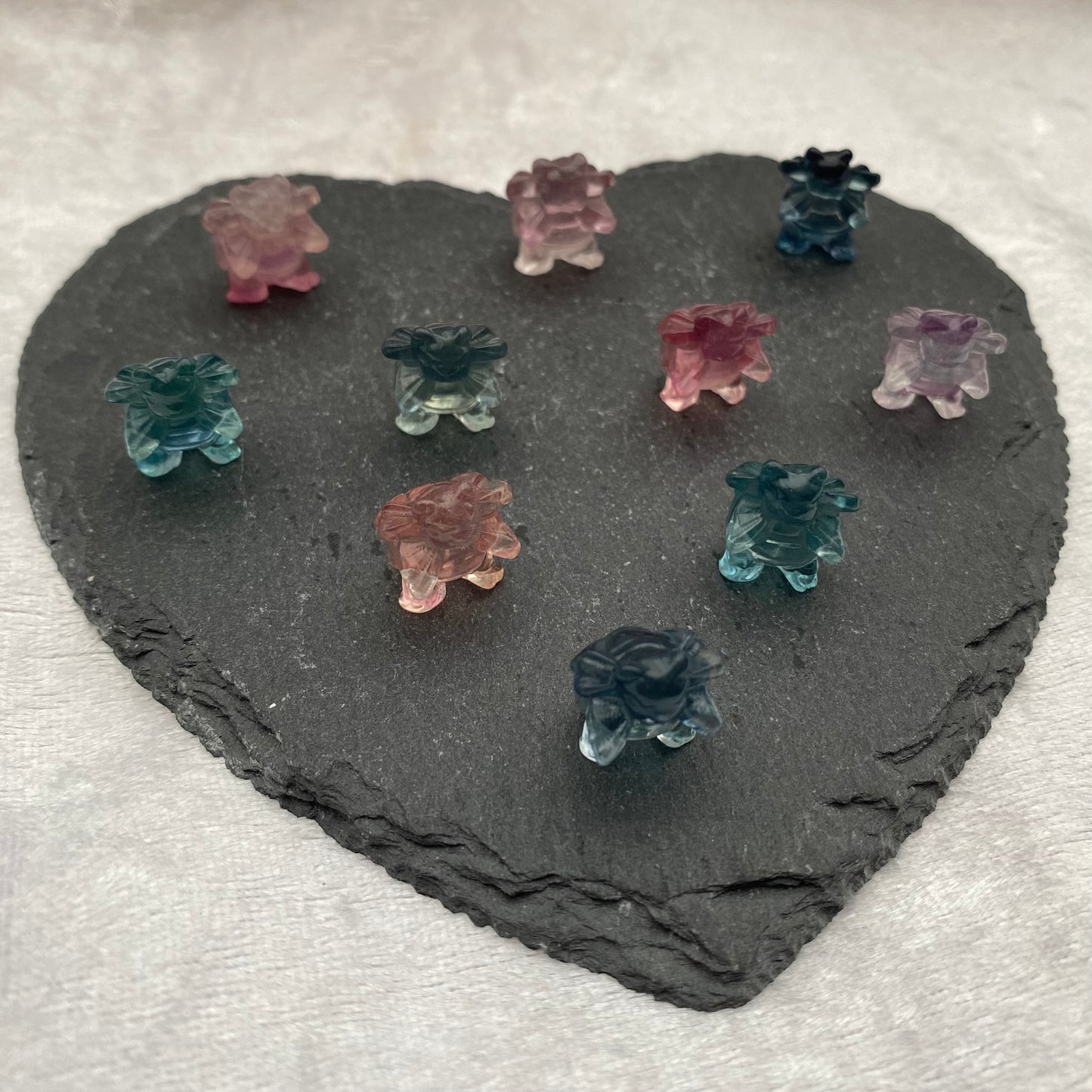 Mini Rainbow Fluorite Pokémon Blastoise carvings