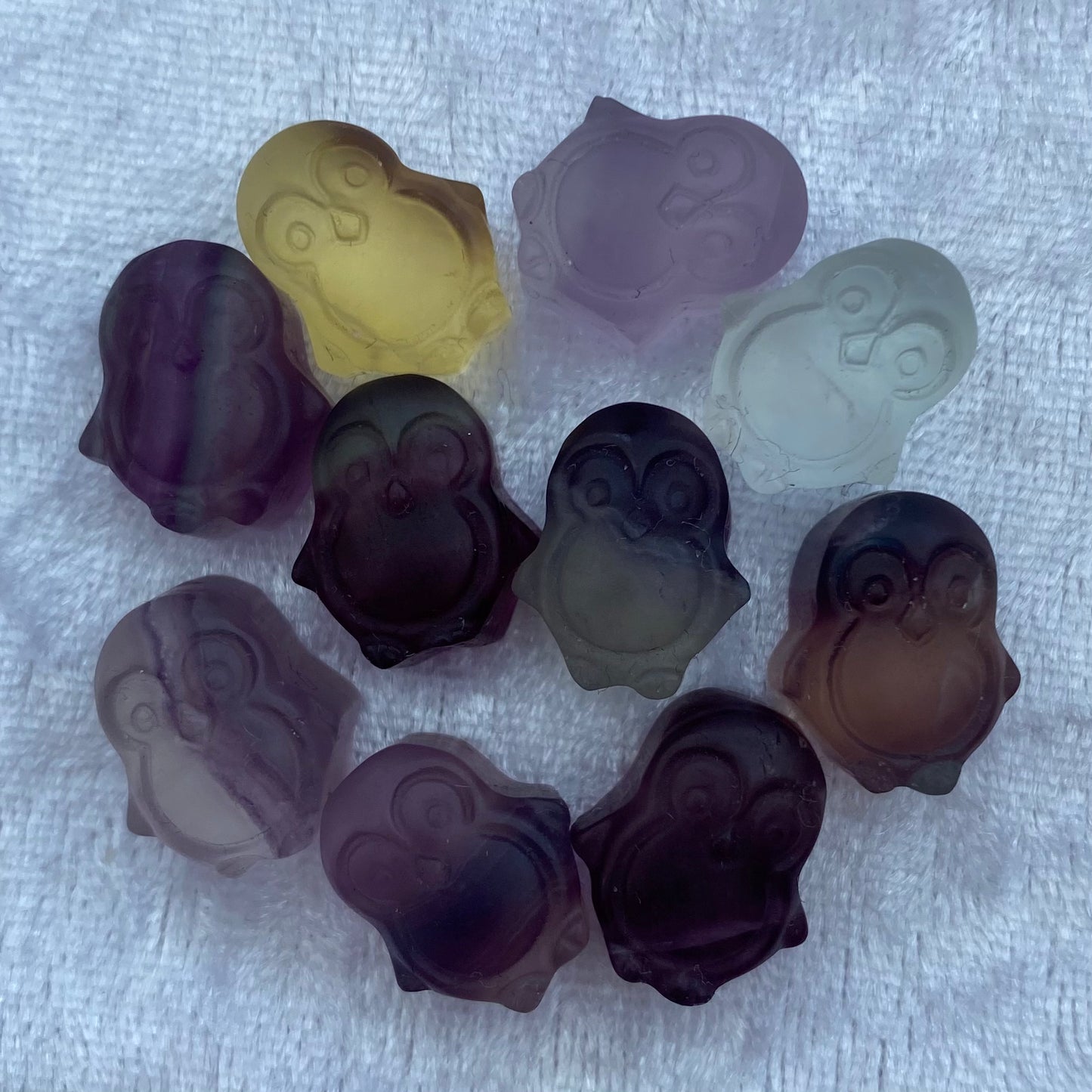 Mini Rainbow Fluorite penguins