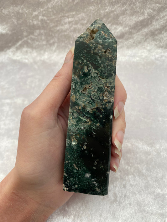 Moss Agate Obelisk