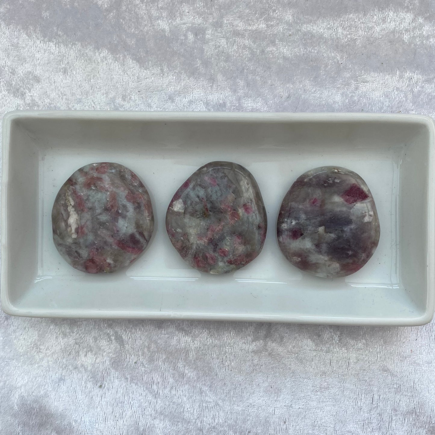 Lepidolite and Pink Tourmaline palmstones