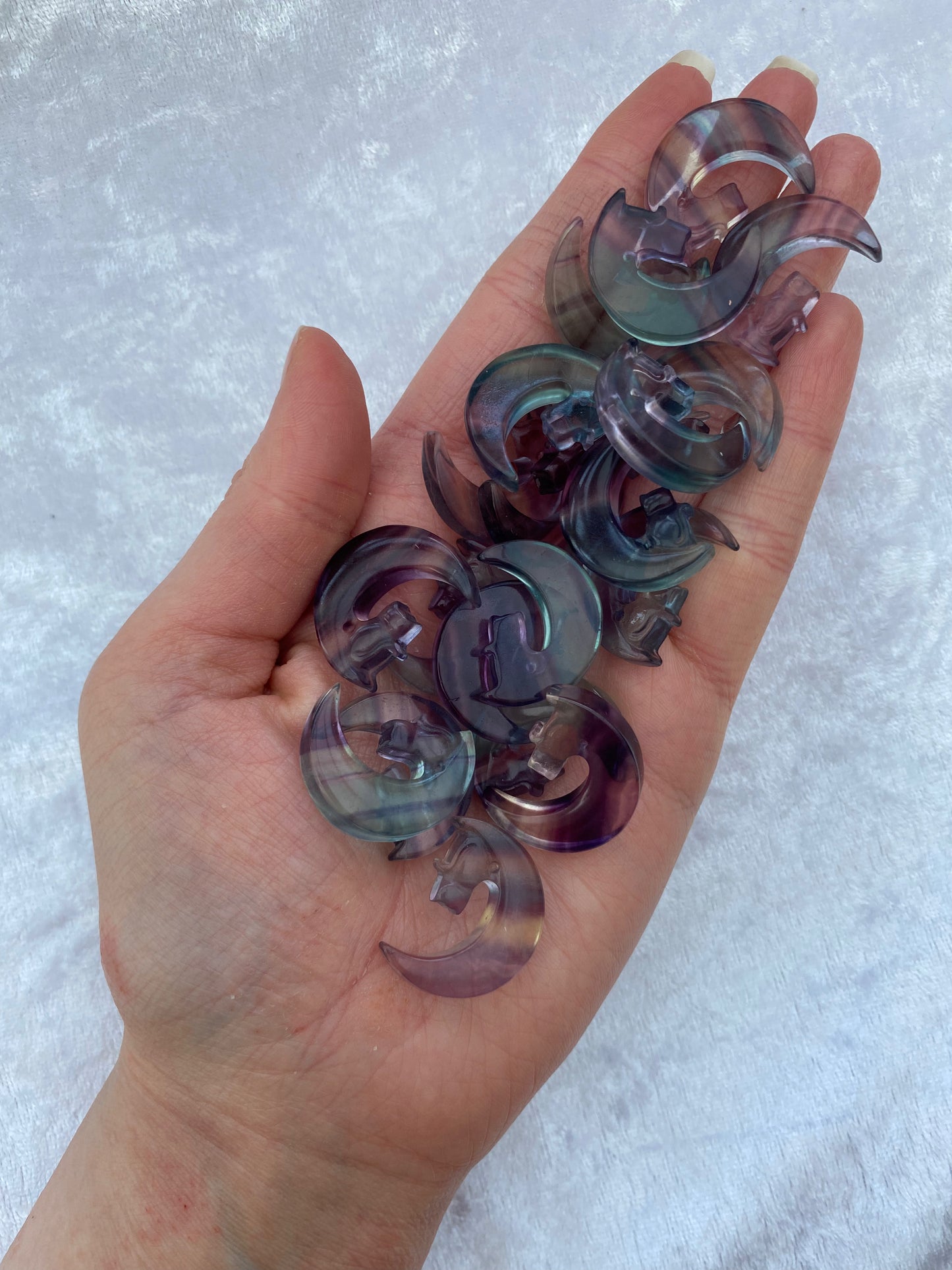 Mini Rainbow Fluorite cats on the moon