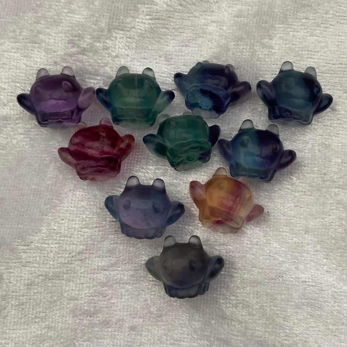 Mini Rainbow Fluorite Pokémon Skiploom carvings