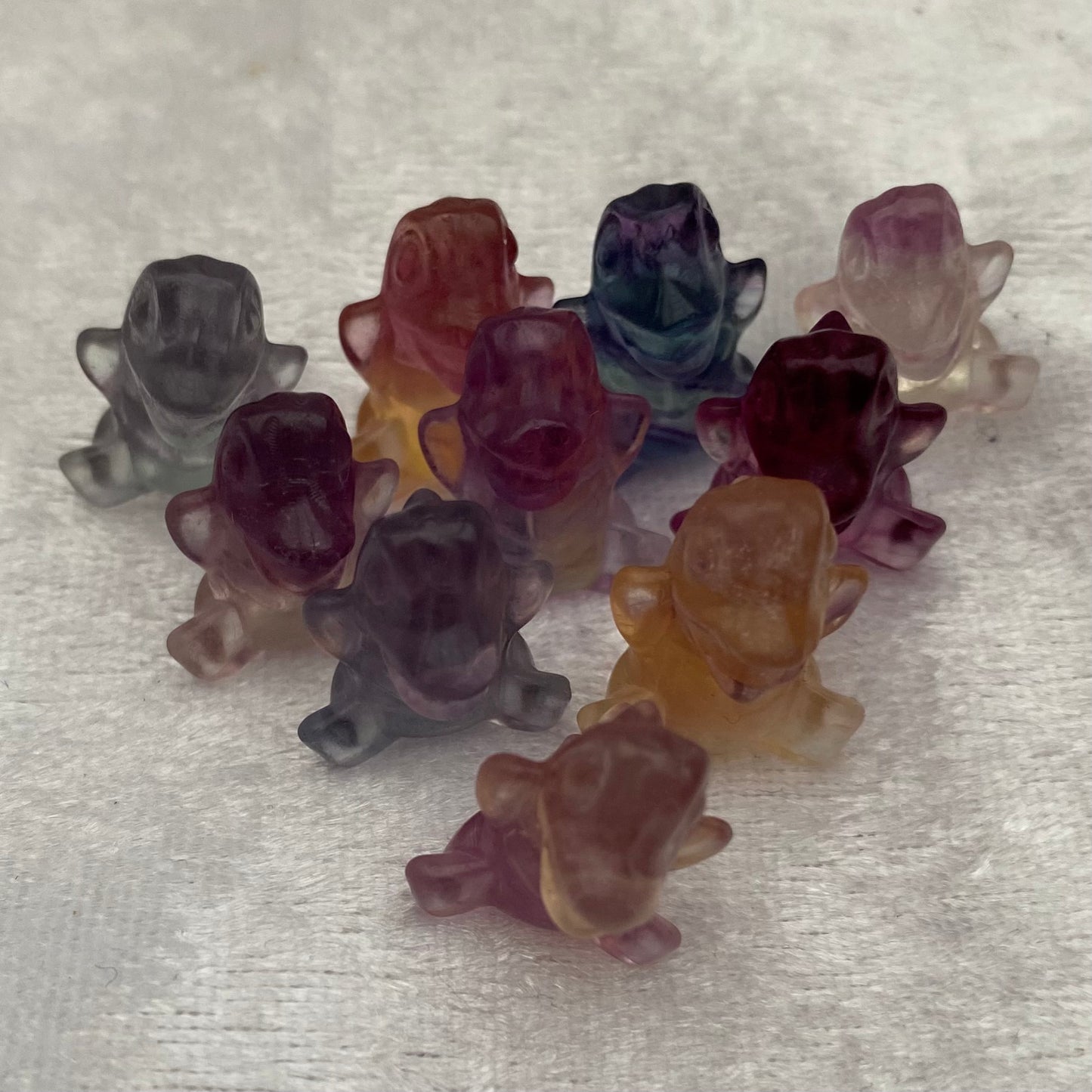 Mini Rainbow Fluorite Pokémon Totodile carvings