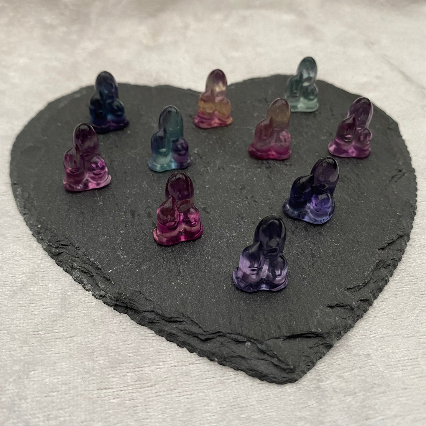 Mini Rainbow Fluorite Pokémon Dugtrio carvings